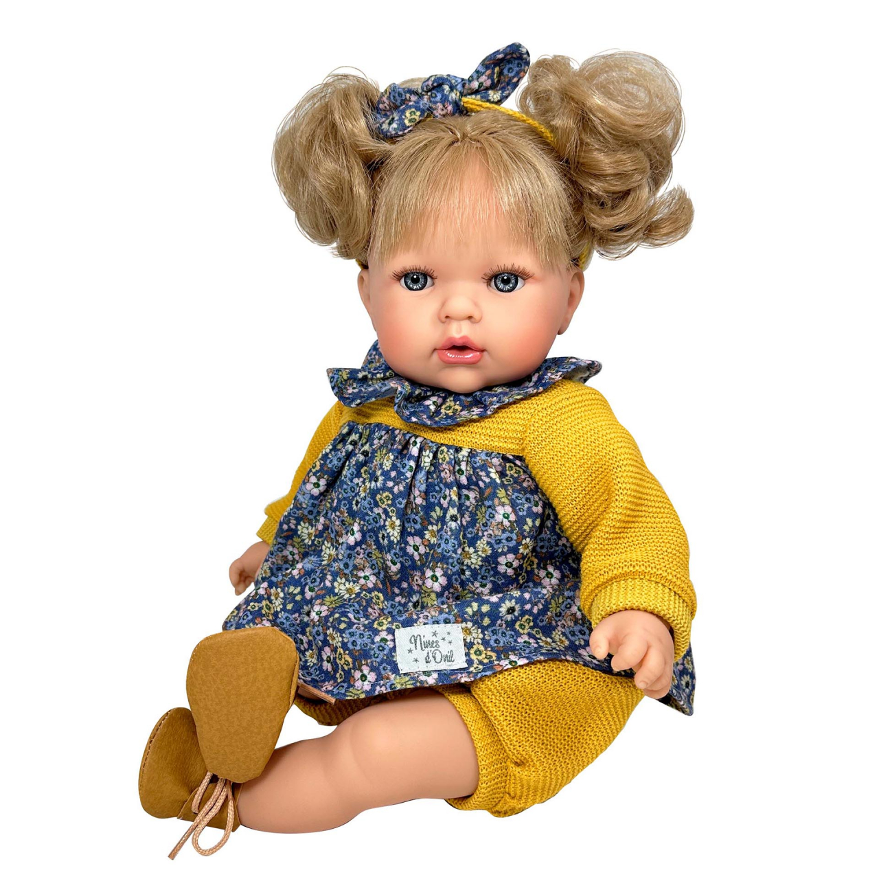 Papusa Nines D'Onil, Tita, cu sunete, cu parul blond, cu rochie albastra, cu miros de vanilie, 45 cm [1]