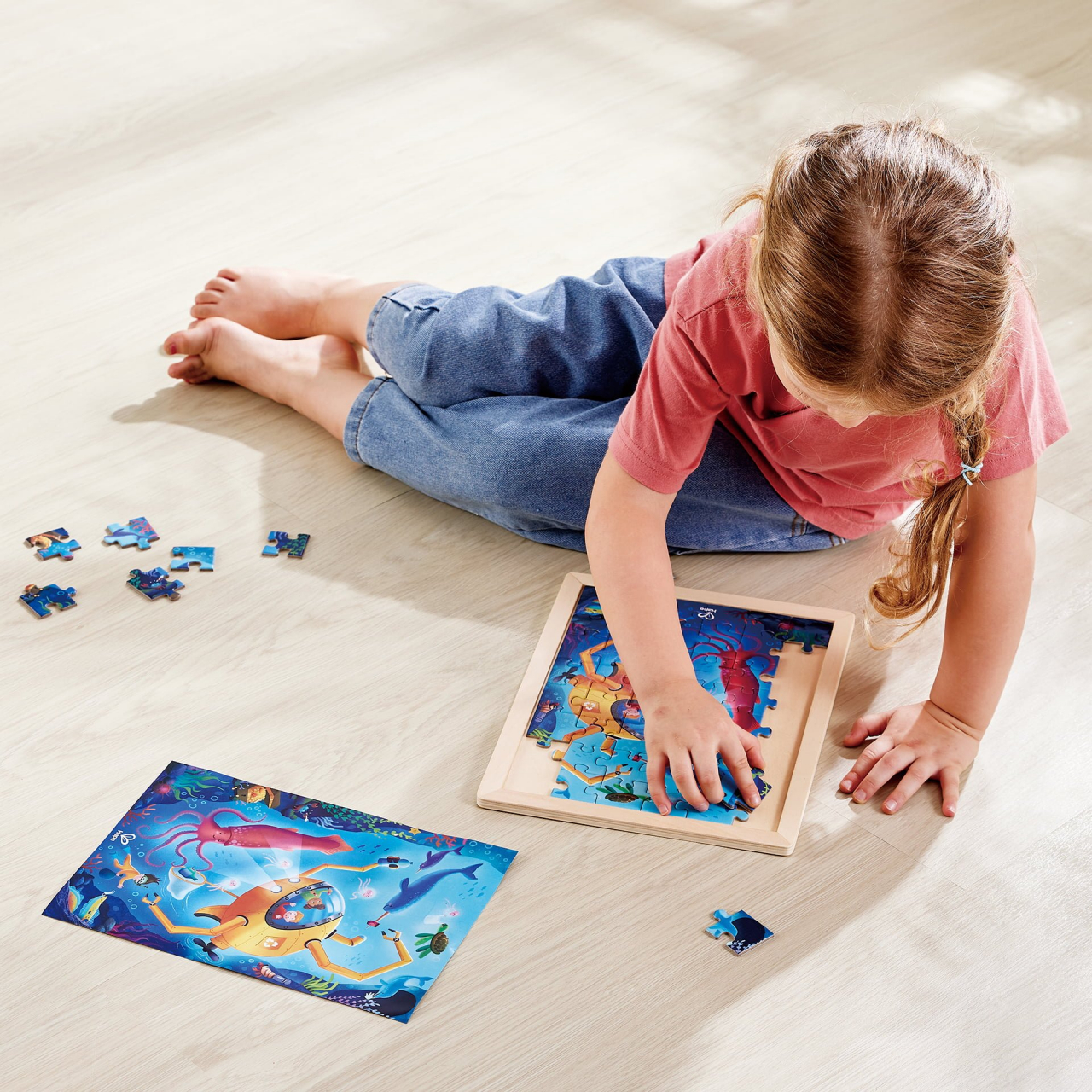 Puzzle din lemn 2 in 1 - Salvarea Oceanului (50 piese), cu fata dubla si activitate colorare [3]