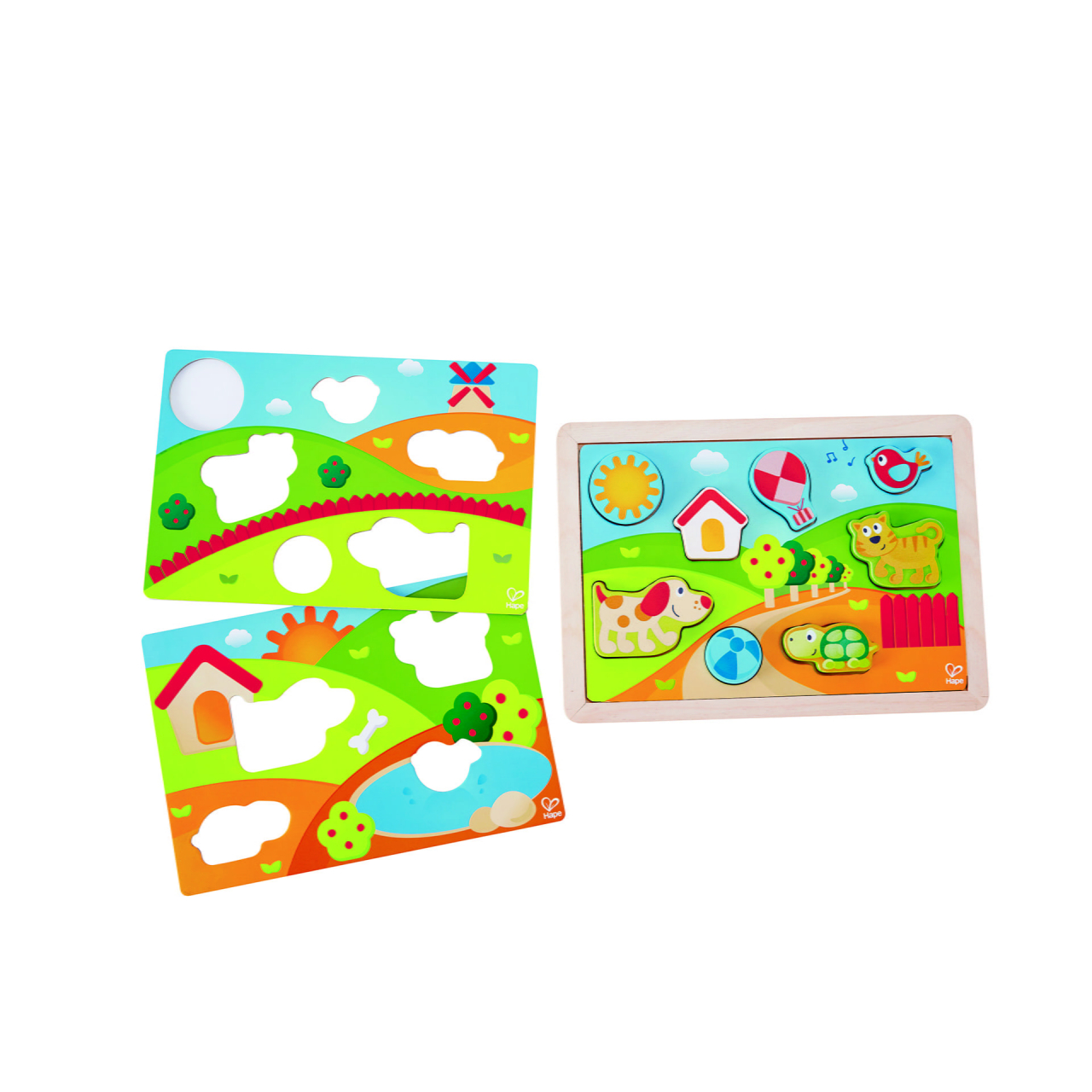 Puzzle din lemn 3 in 1 - Pepe si prietenii [1]