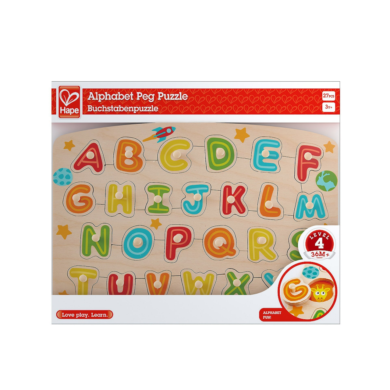 Puzzle din lemn cu butoni - Alfabet [2]