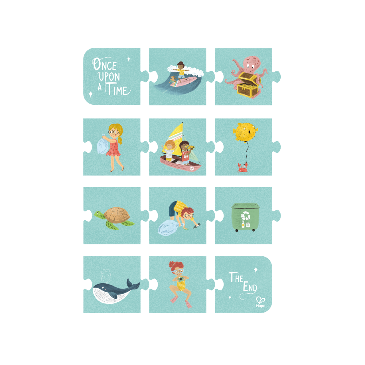Puzzle pentru copii Prietenii Oceanului (3 in 1) si joc storytelling [6]