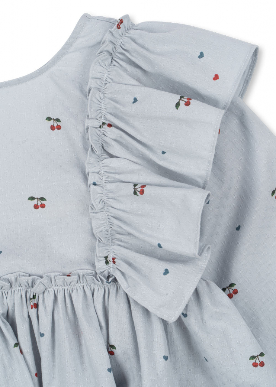Rochie cu fundita din bumbac organic, Evia, Cherry Blue Coeur [5]