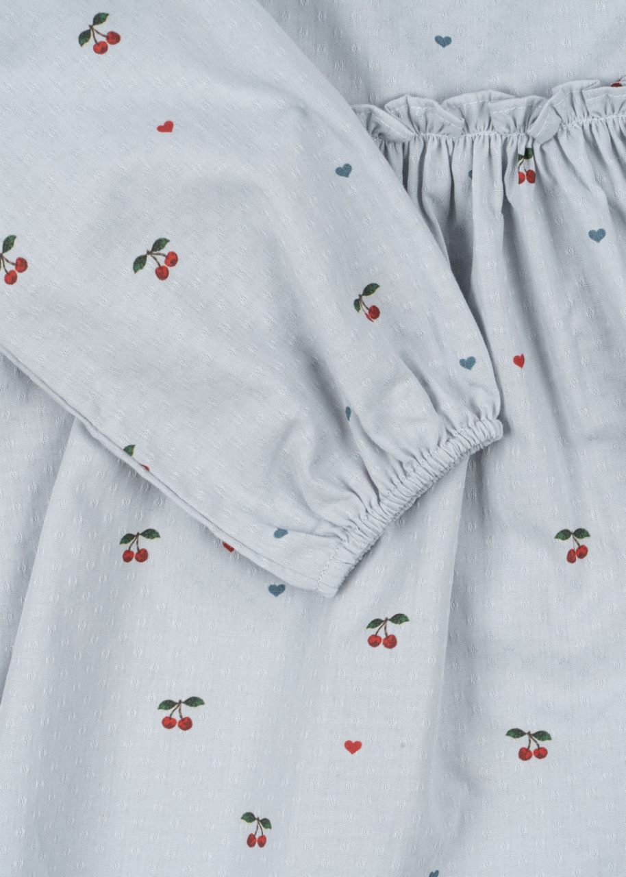 Rochie cu fundita din bumbac organic, Evia, Cherry Blue Coeur [6]