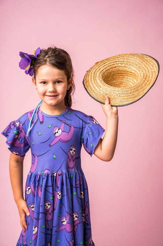 Rochie de primăvară, bumbac organic, Purple Sloth [1]