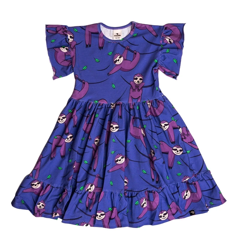 Rochie de primăvară, bumbac organic, Purple Sloth [4]