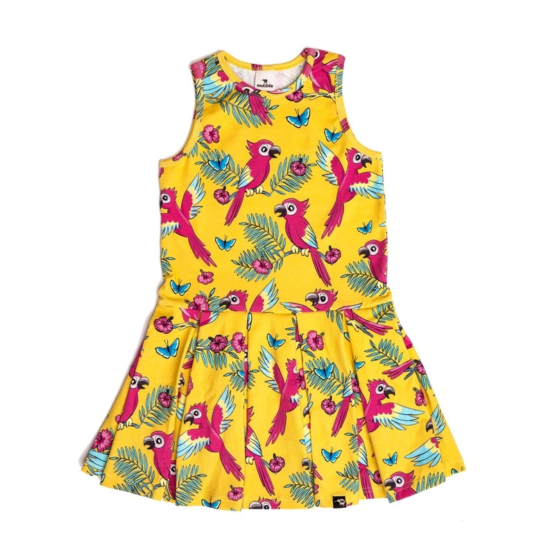 Rochie de vara, bumbac organic, Yellow Parrot [4]