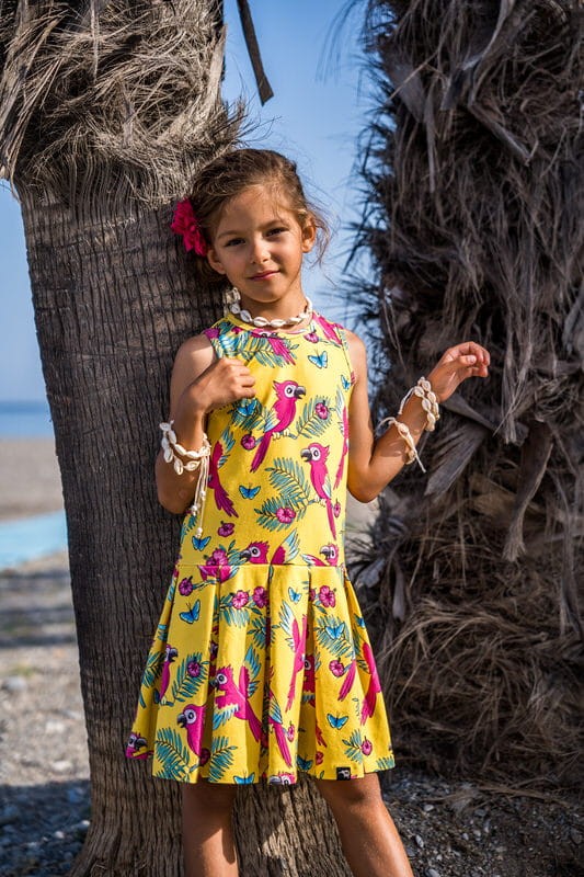 Rochie de vara, bumbac organic, Yellow Parrot [2]