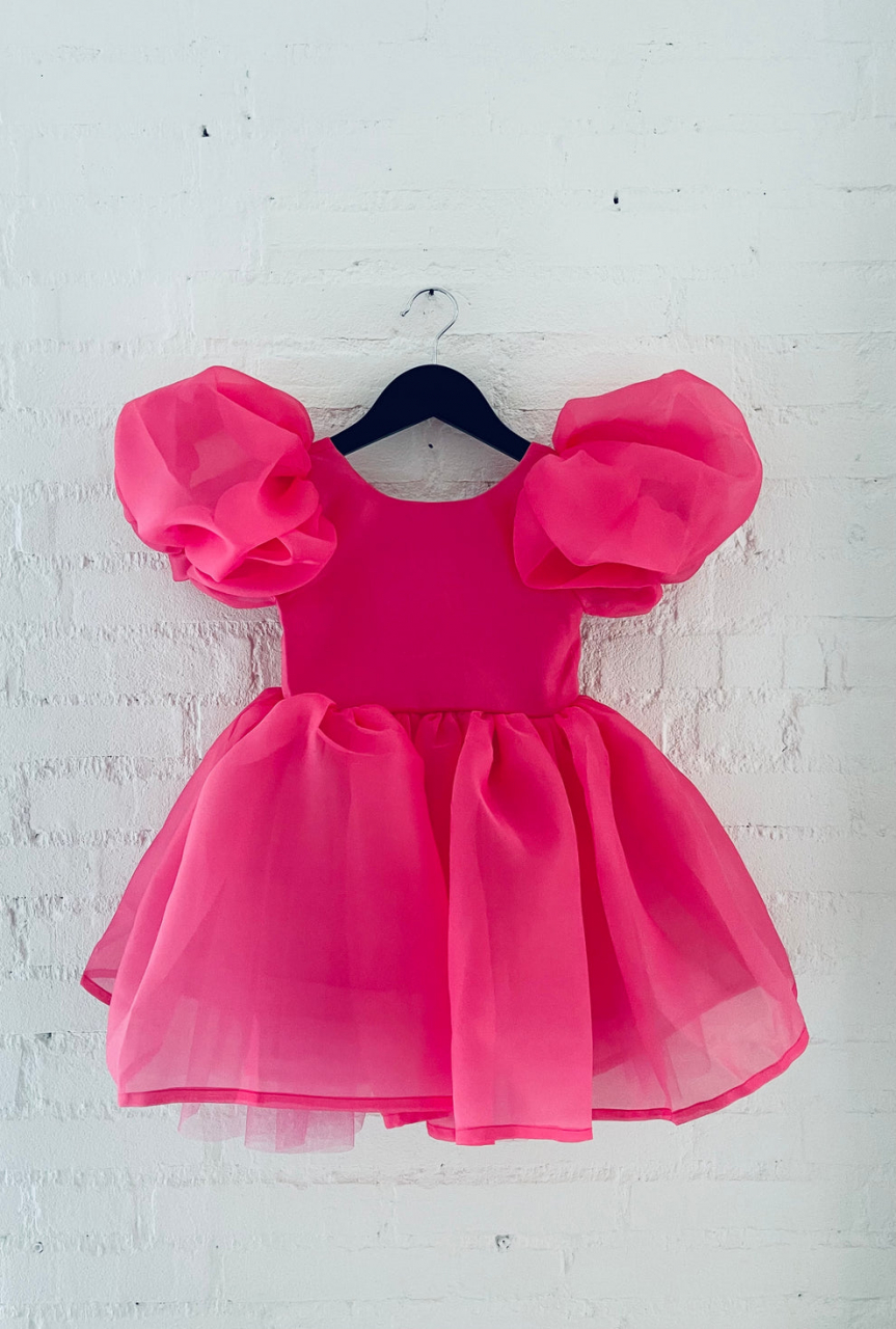 ROCHIE TUTU cu mâneci bufante, V-BACK, barbiepink [5]