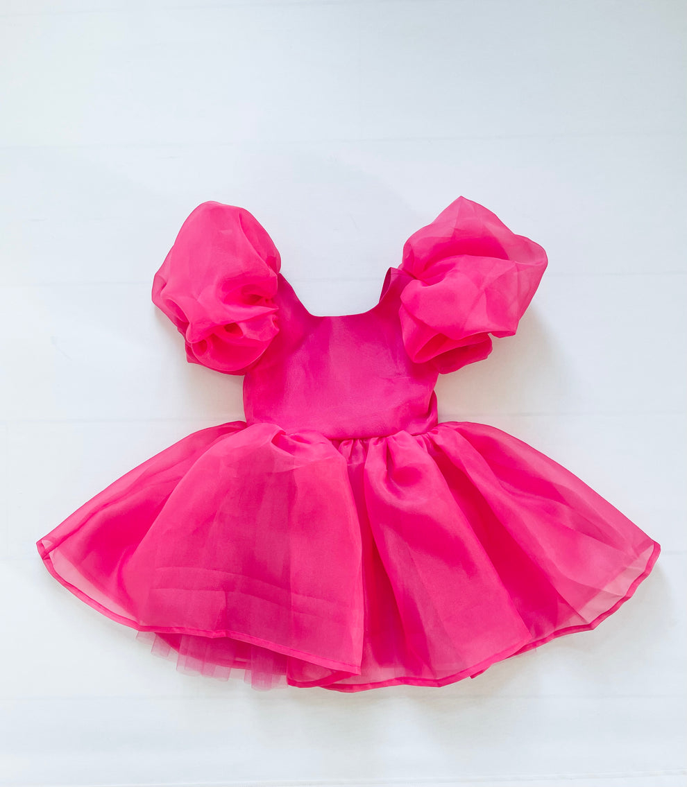 ROCHIE TUTU cu mâneci bufante, V-BACK, barbiepink [6]
