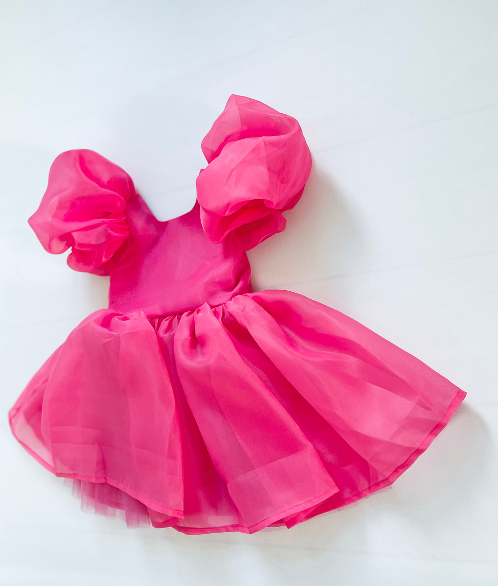 ROCHIE TUTU cu mâneci bufante, V-BACK, barbiepink [7]