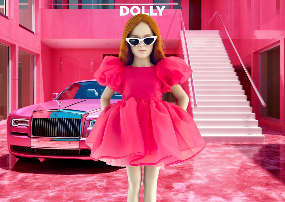 ROCHIE TUTU cu mâneci bufante, V-BACK, barbiepink [12]