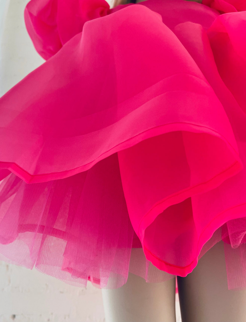 ROCHIE TUTU cu mâneci bufante, V-BACK, barbiepink [14]
