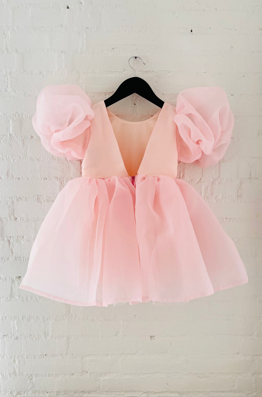 ROCHIE TUTU cu mâneci bufante, V-BACK, Dolly pink [10]