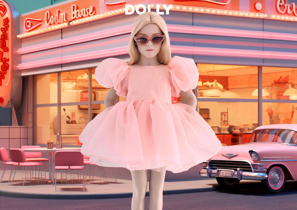 ROCHIE TUTU cu mâneci bufante, V-BACK, Dolly pink [4]