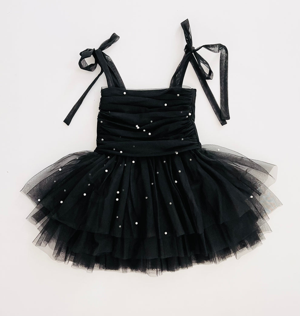 Rochite tutu din tul, pentru balet, cu perle, neagra [3]