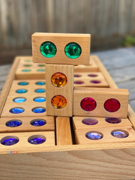 Set 45 piese din lemn cu pietre stralucitoare, Bauspiel [9]
