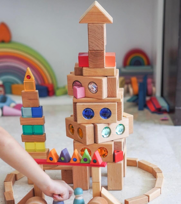 Set 45 piese din lemn cu pietre stralucitoare, Bauspiel [7]