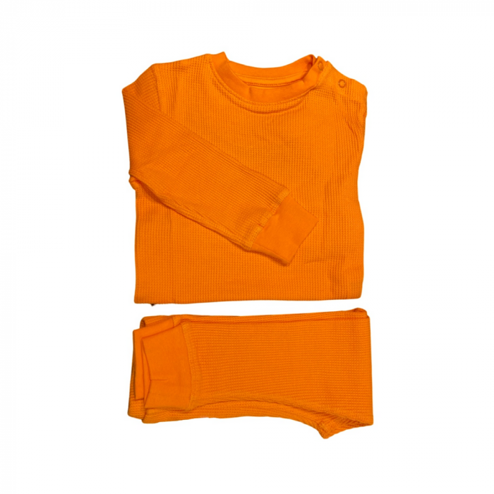 Set bluza pantalon din bumbac organic gofrat (waffle) - Orange Peel [2]