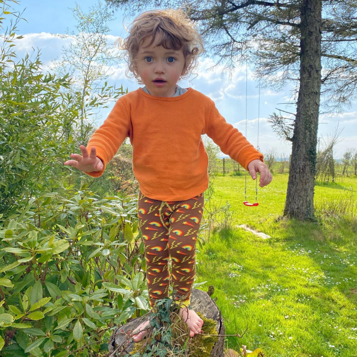 Set bluza pantalon din bumbac organic gofrat (waffle) - Orange Peel [3]