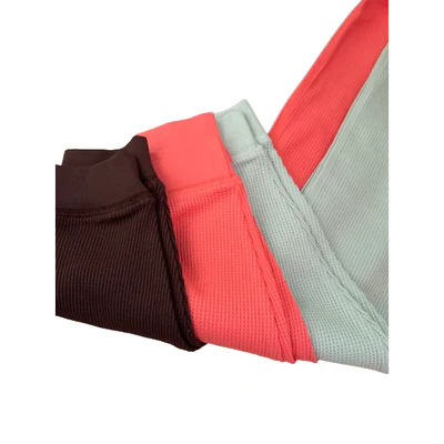 Set bluza & pantalon din bumbac organic gofrat (waffle) - CORAL [4]