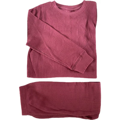 Set bluza & pantalon din bumbac organic gofrat (waffle) - Hawthorn Rose (maroon) [3]