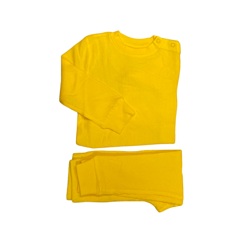 Set bluza & pantalon din bumbac organic gofrat (waffle) - YELLOW [1]