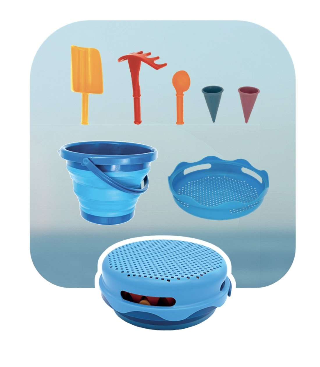 Set de jucarii de nisip 7in1 Sand Toys, albastru, CompacToys [5]