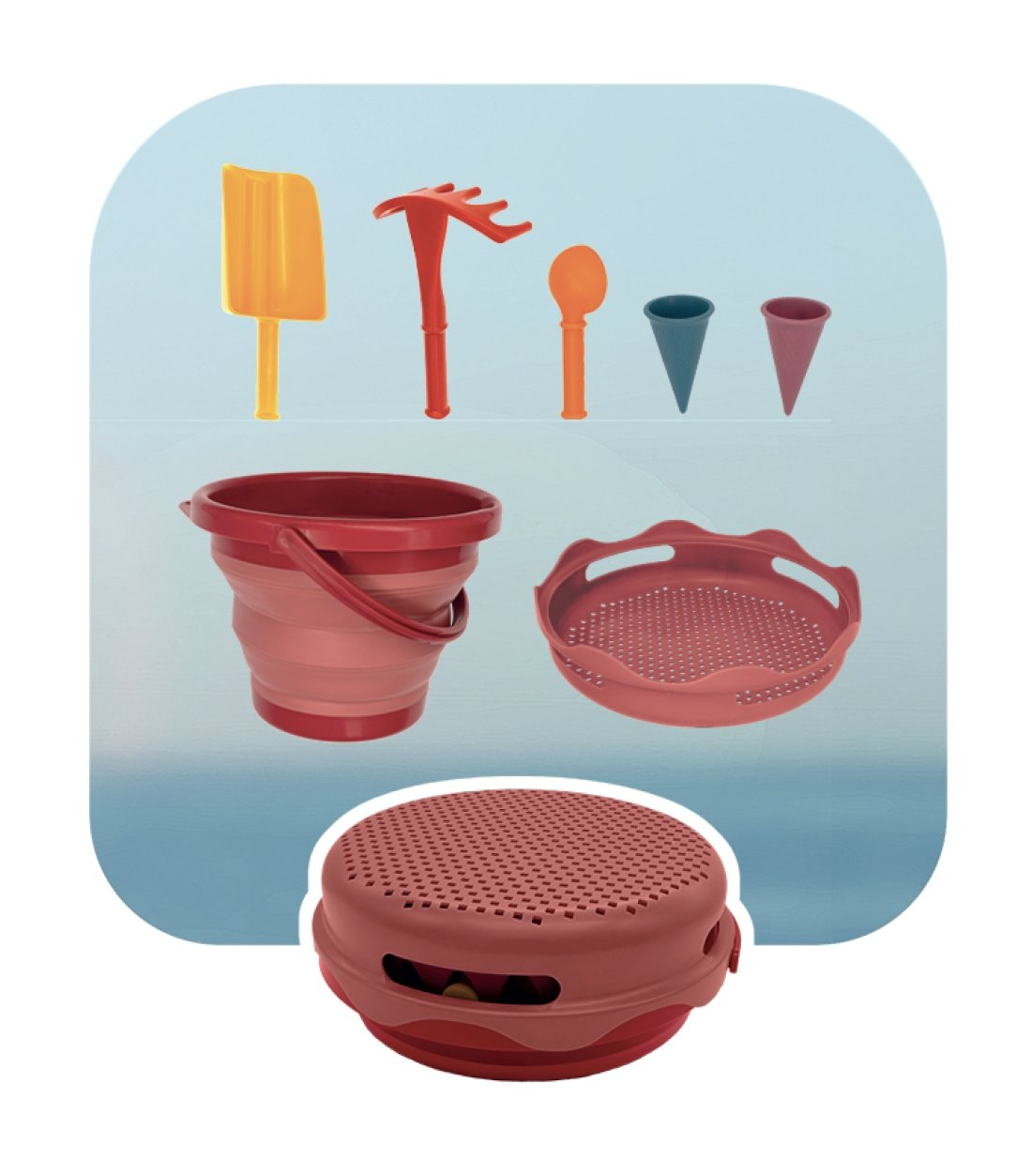 SET DE JUCARII DE NISIP 7IN1 SAND TOYS, ROSU, COMPACTOYS [5]