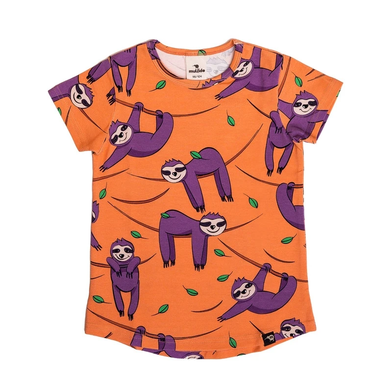 Tricou, bumbac organic, Orange Sloth, Mullido [2]
