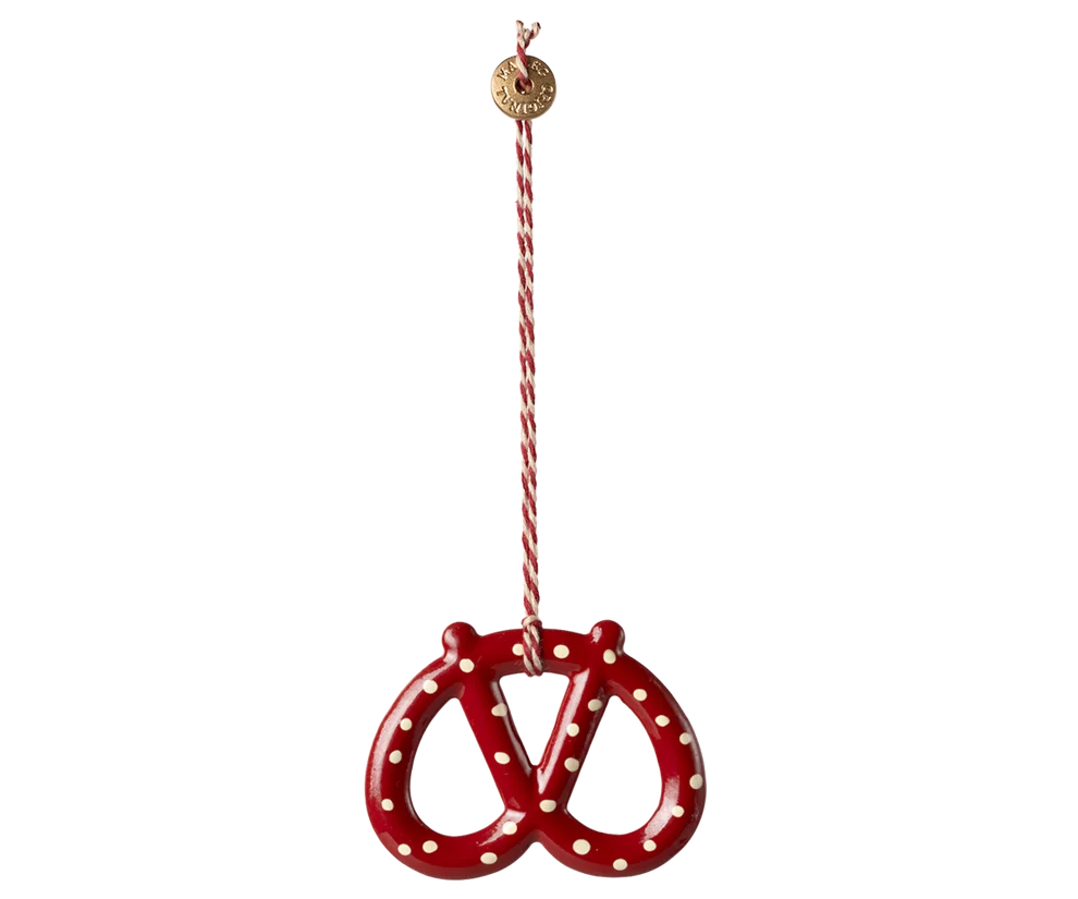 Branduri - accesorii maileg craciun - Ornament metalic, Covrig - Puncte/ rosu