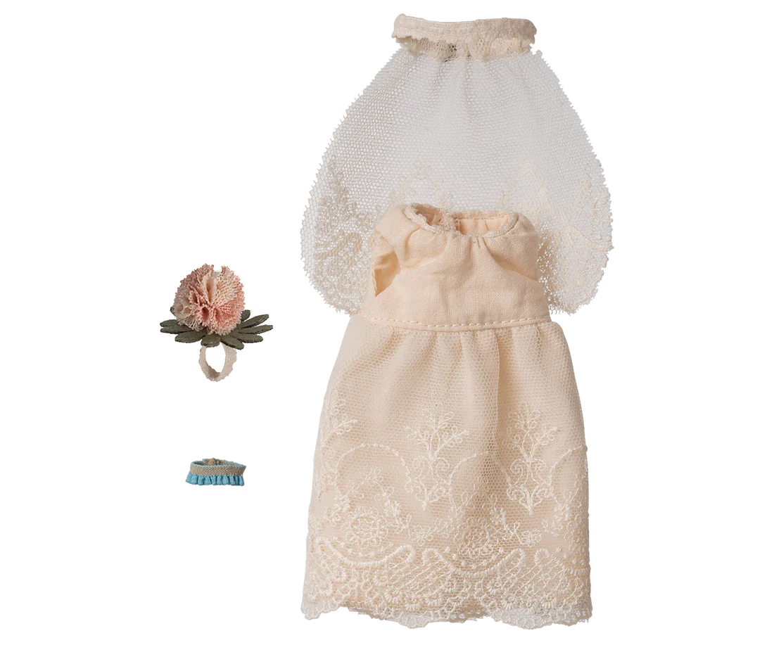 Jucarii educative - accesorii maileg - jucarie textila - Rochie de mireasă, Mamă șoarece