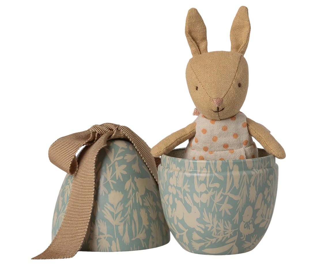 Jucarii de constructie - accesorii maileg - Ou de Paște cu micro iepure, Mic - Albastru deschis