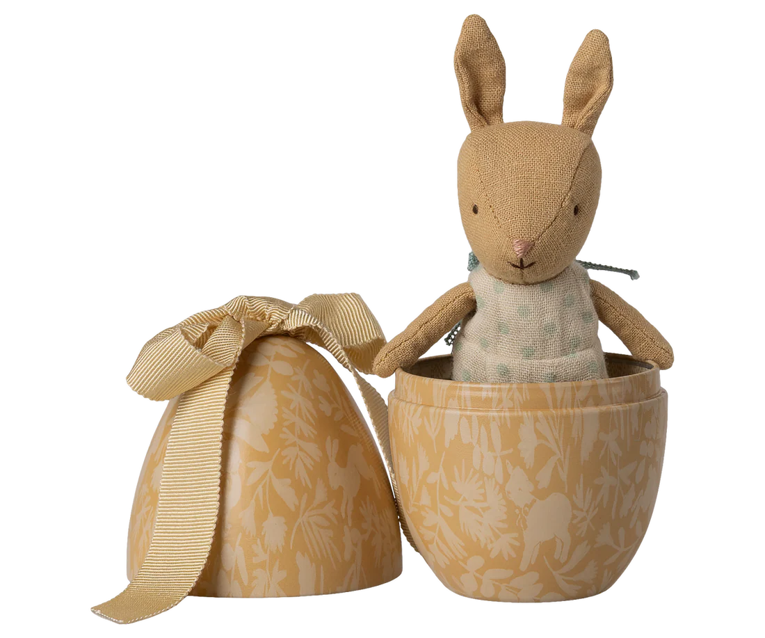 Jucării de rol - accesorii maileg - Ou de Paște cu micro iepure, Mic - Galben deschis