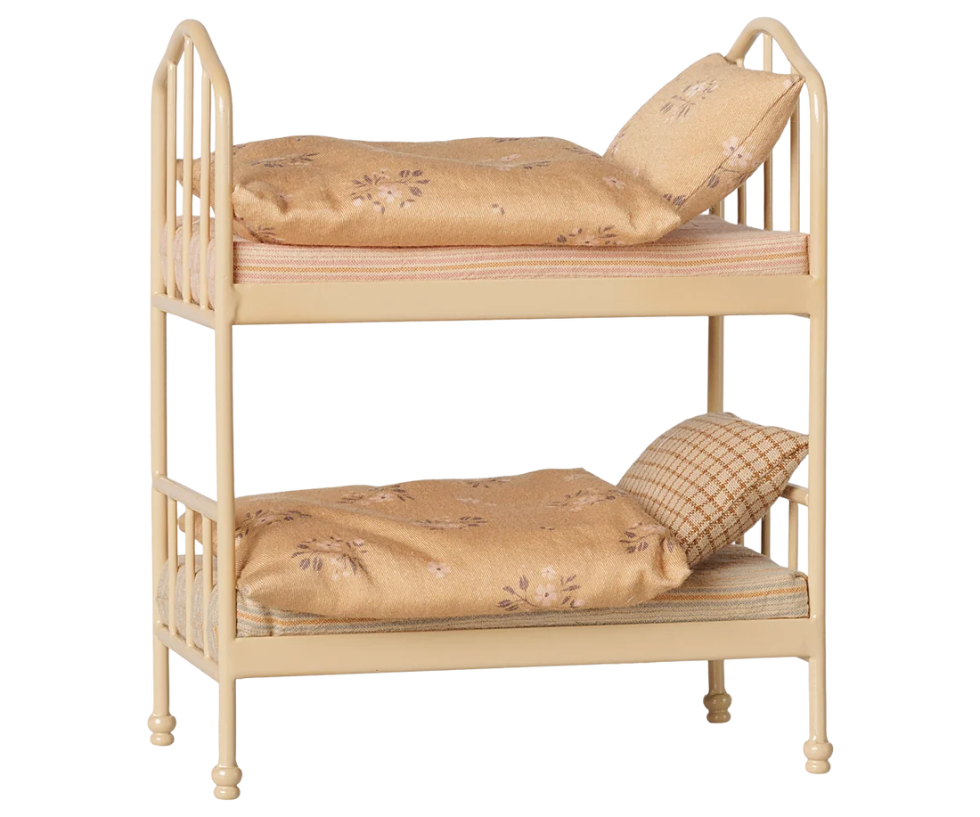 Branduri - accesorii maileg - Pat supraetajat, Șoarece - Cream -Bunk bed, Mouse - Wheat