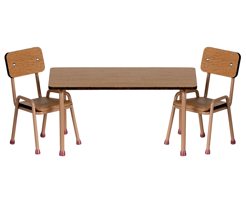 Jucarii creative - accesorii maileg - Set masă și scaun, Mouse -  Roz Pudră închis