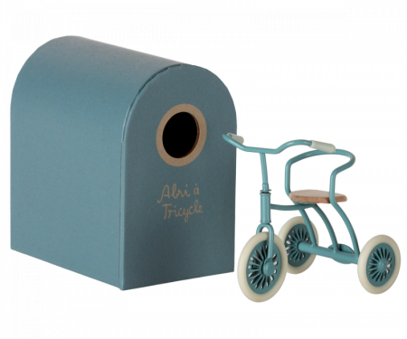 Produse - Accesorii pentru căsuța de păpuși - Tricicleta cu garaj - Petrol Blue