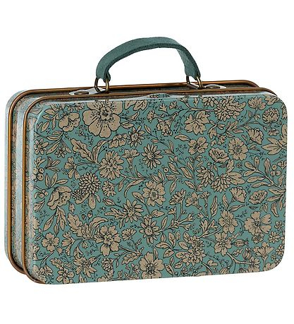 Maileg - Accesorii, Valiza metalica, Blossom Blue, Maileg
