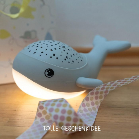 Eggy & Friends - Balena MegaLight LED WILLY WHALE cu proiector de stele reglabil cu baterie