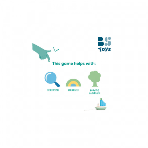 Brand - Barca din lemn cu vele si capitan, BS Toys