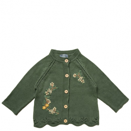Bluze, Cardigane, Pulovere - Cardigan Elna, bumbac organic, verde, Hanevild