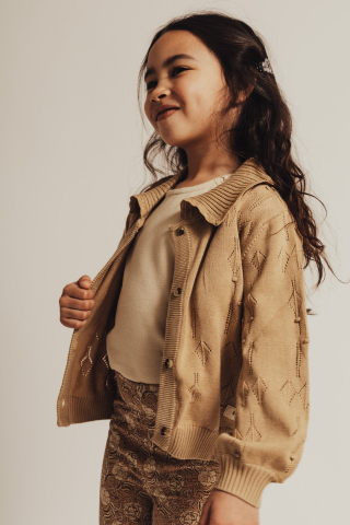 Baje - Cardigan Petrie, bumbac organic, culoarea Taupe, Baje