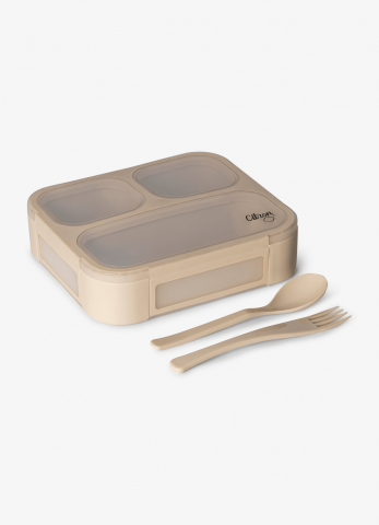 Caserola pentru prânz, cu furculiță și lingură - Beige [3]