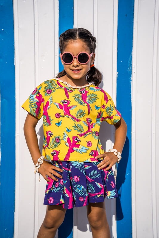 Mullido - Crop top, bumbac organic, Yellow Parrot, Mullido