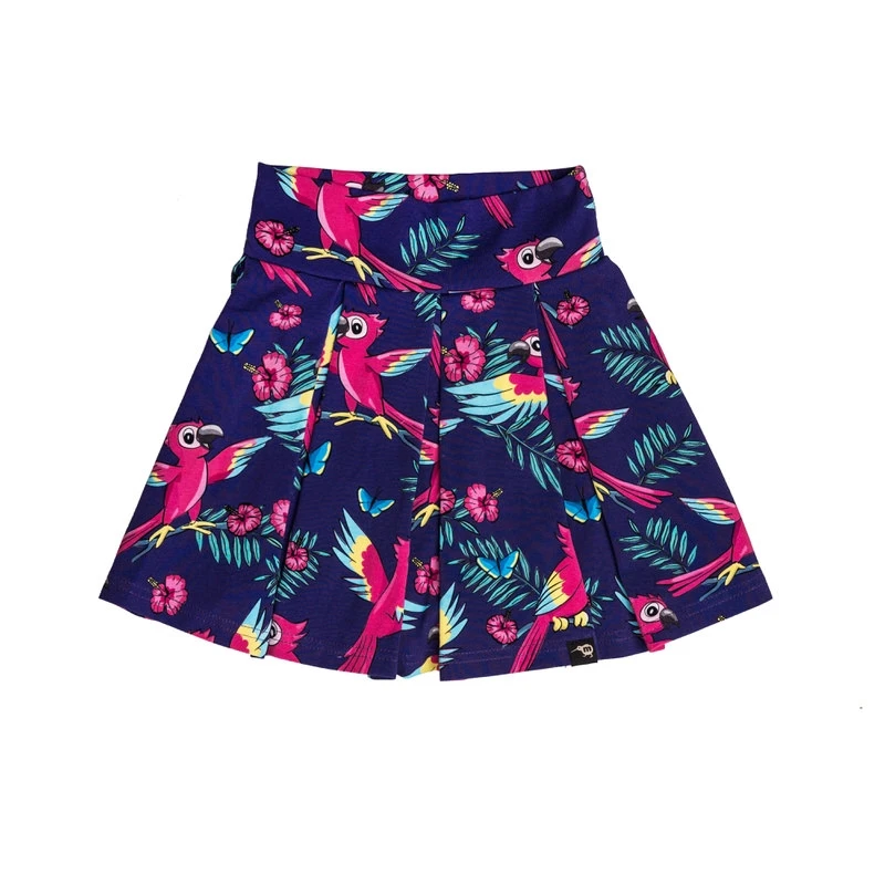 Branduri - Fusta din bumbac organic cu pantaloni scurți atașați din vâscoză subțire, Purple Parrot