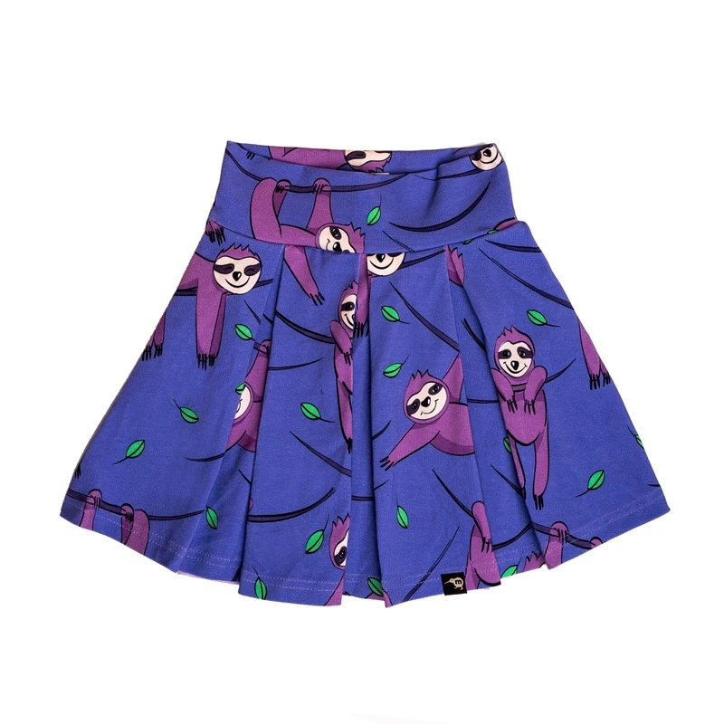 Mullido - Fusta din bumbac organic cu pantaloni scurți atașați din vâscoză subțire, Purple Sloth, Mullido