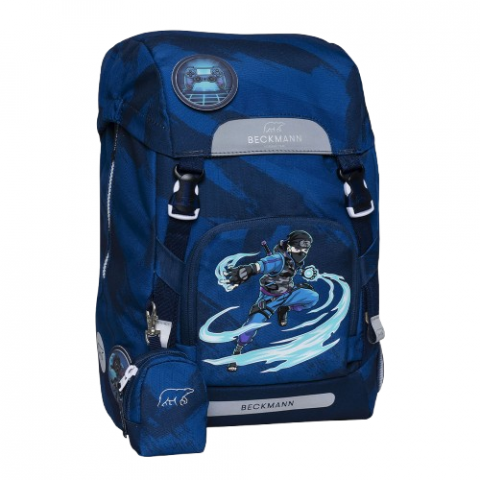 Beckmann - Ghiozdan, rucsac ergonomic școală, Clasic, Ninja master blue