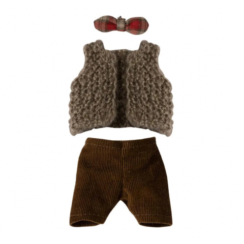 Maileg - Îmbrăcăminte, vesta, pantaloni și papion, Grandpa mouse, Maileg