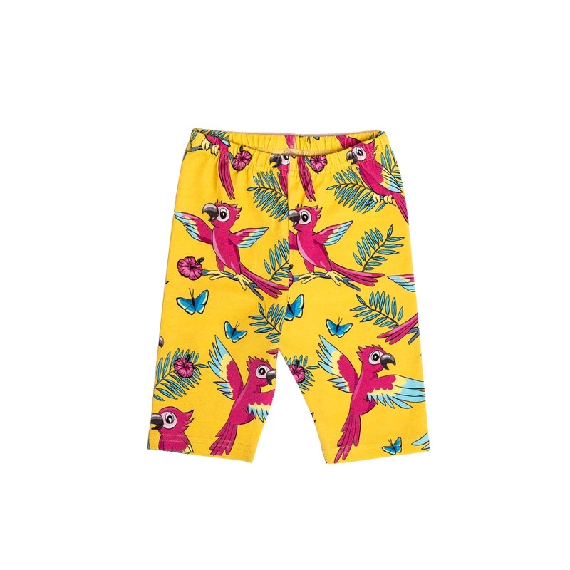 Mullido - Colanți, pantaloni scurți, ciclism, pentru copii, bumbac organic, Yellow Parrot, Mullido
