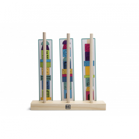 Produse - Joc de stivuire Turnuri din margele logice, BS Toys