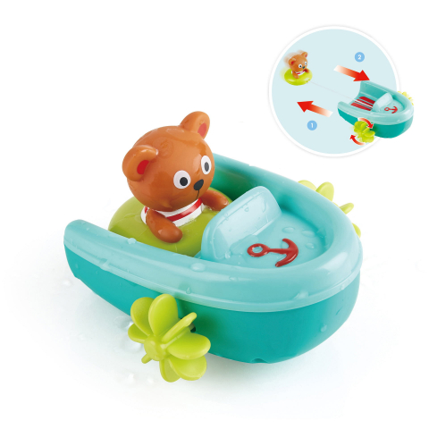 Jucarii Hape - Jucarie de baie - Barcuta cu motor si ursulet